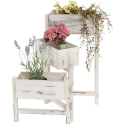 Pflanzregal H275, Standregal Blumenständer Pflanzkasten, 65x108x15cm, Holz Shabby-Look Vintage ~ weiß