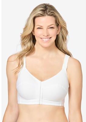 Plus Size Women's Stay Cool Front Close Wireless Posture Bra by Comfort Choice in White (Size 50 G)