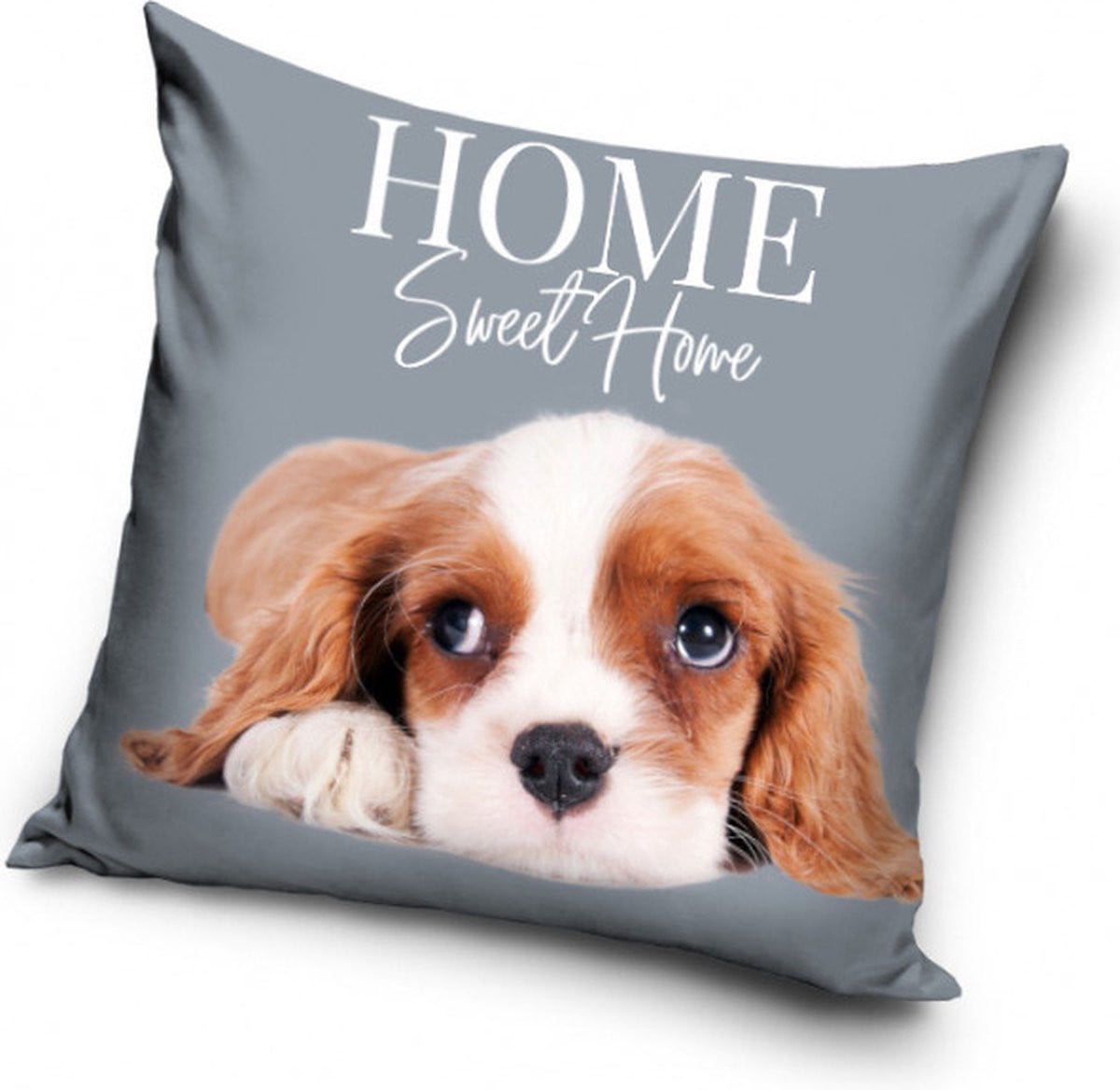 Sierkussensloop Cavalier-kingcharlesspaniël puppy Home sweet home 40 x 40 cm