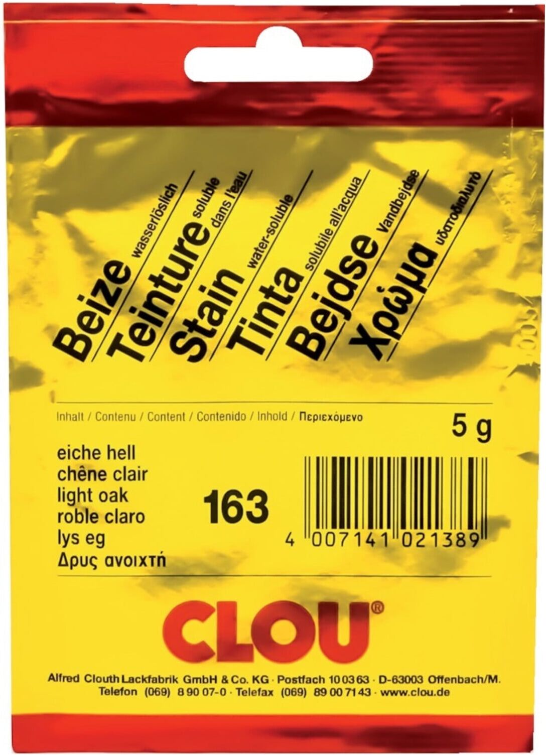 CLOU Beizen in Bt. (wasserl.) Nr. 163 eiche hell (01510.00163.000010)