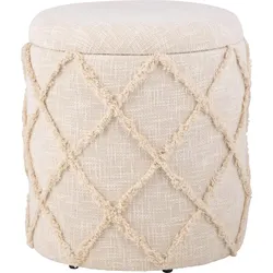 FineBuy, Hocker, Sitzhocker Hocker mit Stauraum rund 40 cm Baumwolle Boho Polsterhocker
