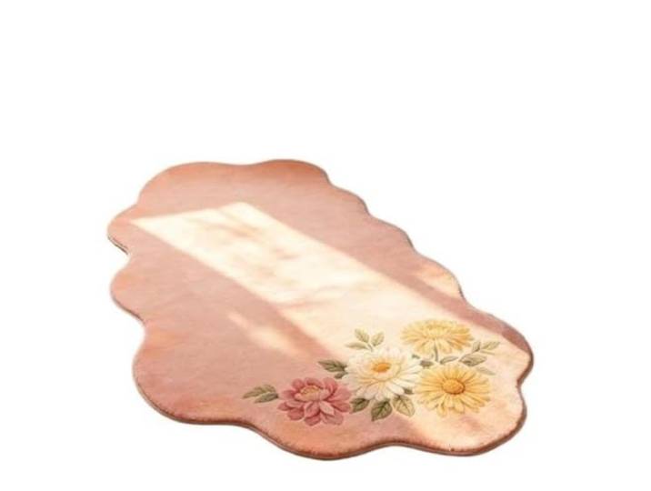 EnxJire Unregelmäßig geformter Schlafzimmerdekor-Teppich Blumenmuster-Teppiche for Wohnzimmer, dicke Plüsch-Nachttisch-Bodenmatte(San 249,100x200cm)