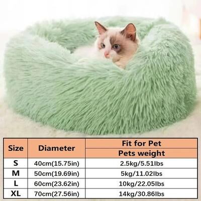 Inspired Finds CloudCalm Faux Fur Donut Cat Bed House For Cozy Deep Sleep green xl(27.56x27.56in)