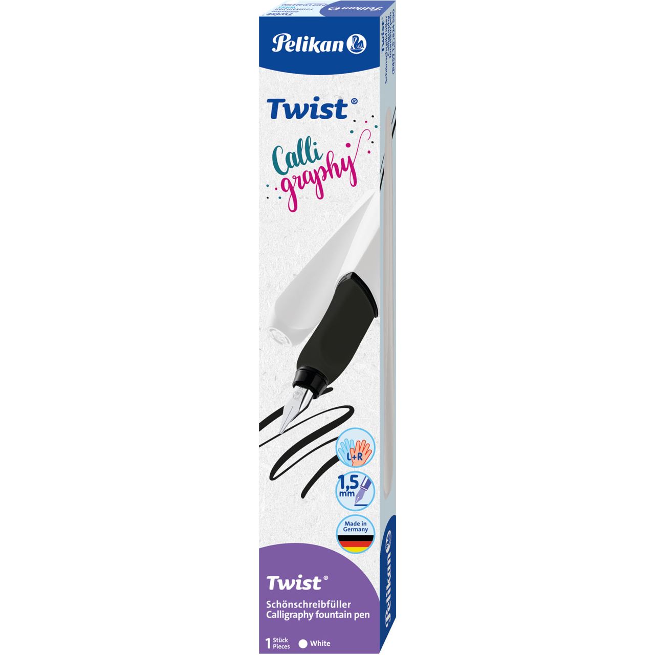 Pelikan Twist Calligraphy Patronenfüller weiß B (breit)