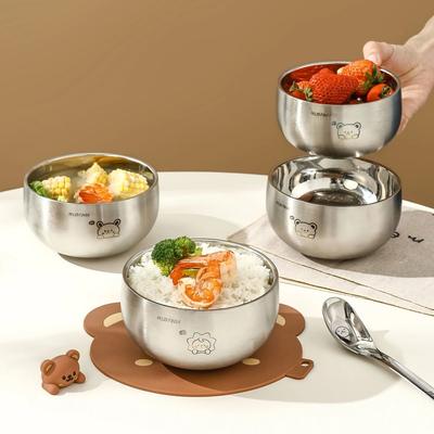 Uplift Picks Cartoon Stainless Steel Kids Bowl Anti Scalding Ramen Rice Bowl h With Spoon