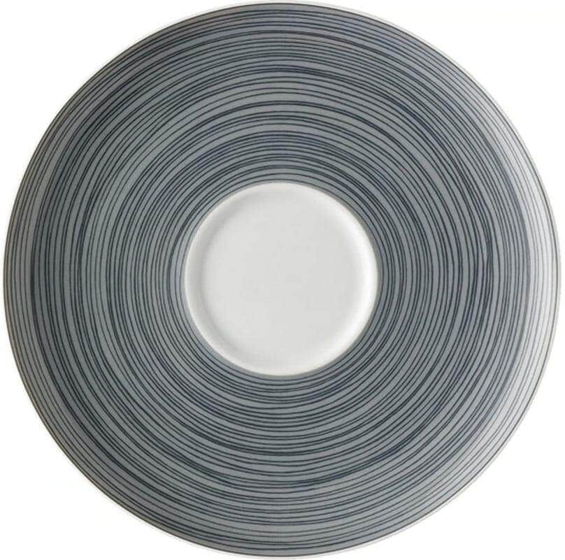 Untertasse ROSENTHAL "TAC Gropius Stripes 2.0", grau (dunkelgrau), Ø:15,7cm, Porzellan, Speiseteller, Untertasse dunkelgrau 15,7cm