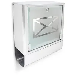 relaxdays Edelstahl Briefkasten mit Zeitungsrolle silber