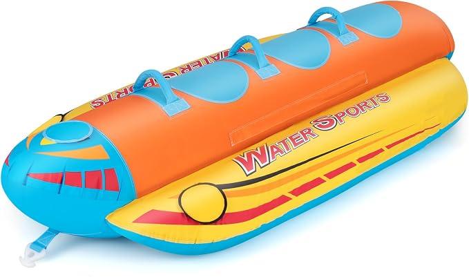 Bananenboot, Wassersport Tube für Boot, Schleppschlauch bis zu 231 kg belastbar, aufblasbarer Bootsschlauch für 3 Personen, Wassersport Schleppschläuche, Motor-Boot für Jugendliche & Erwachsene