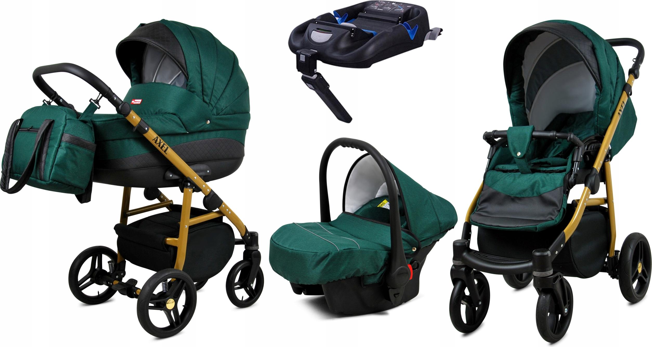 BabyLux Axel | 4in1 Kinderwagen Set | Bottle Green | Kombikinderwagen | Kinderwagenset