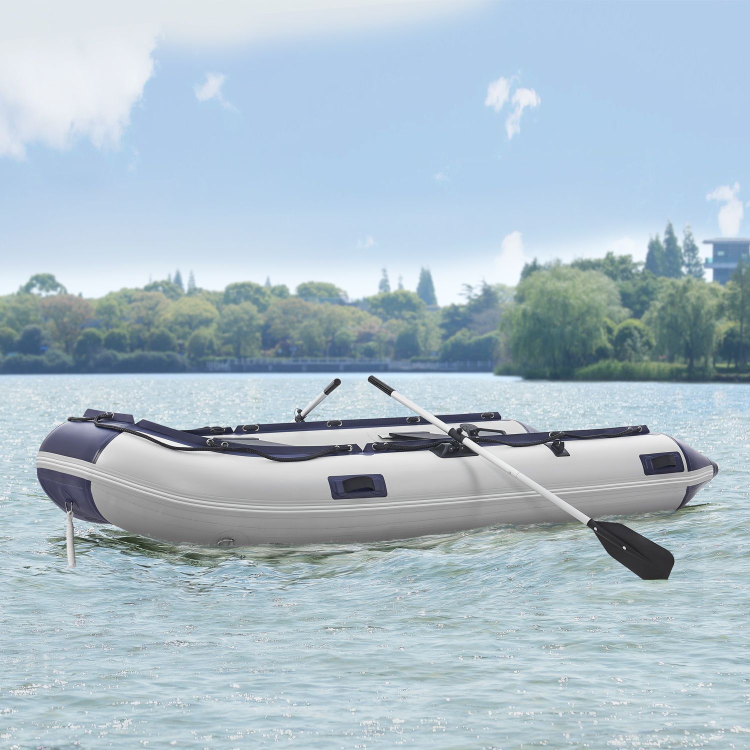 ArtSport Schlauchboot 3,20 m für 4 Personen mit 2 Sitzbänke & Aluboden - Paddelboot mit Paddel, Pumpe, Tasche & Reparaturset - Angelboot aufblasbar