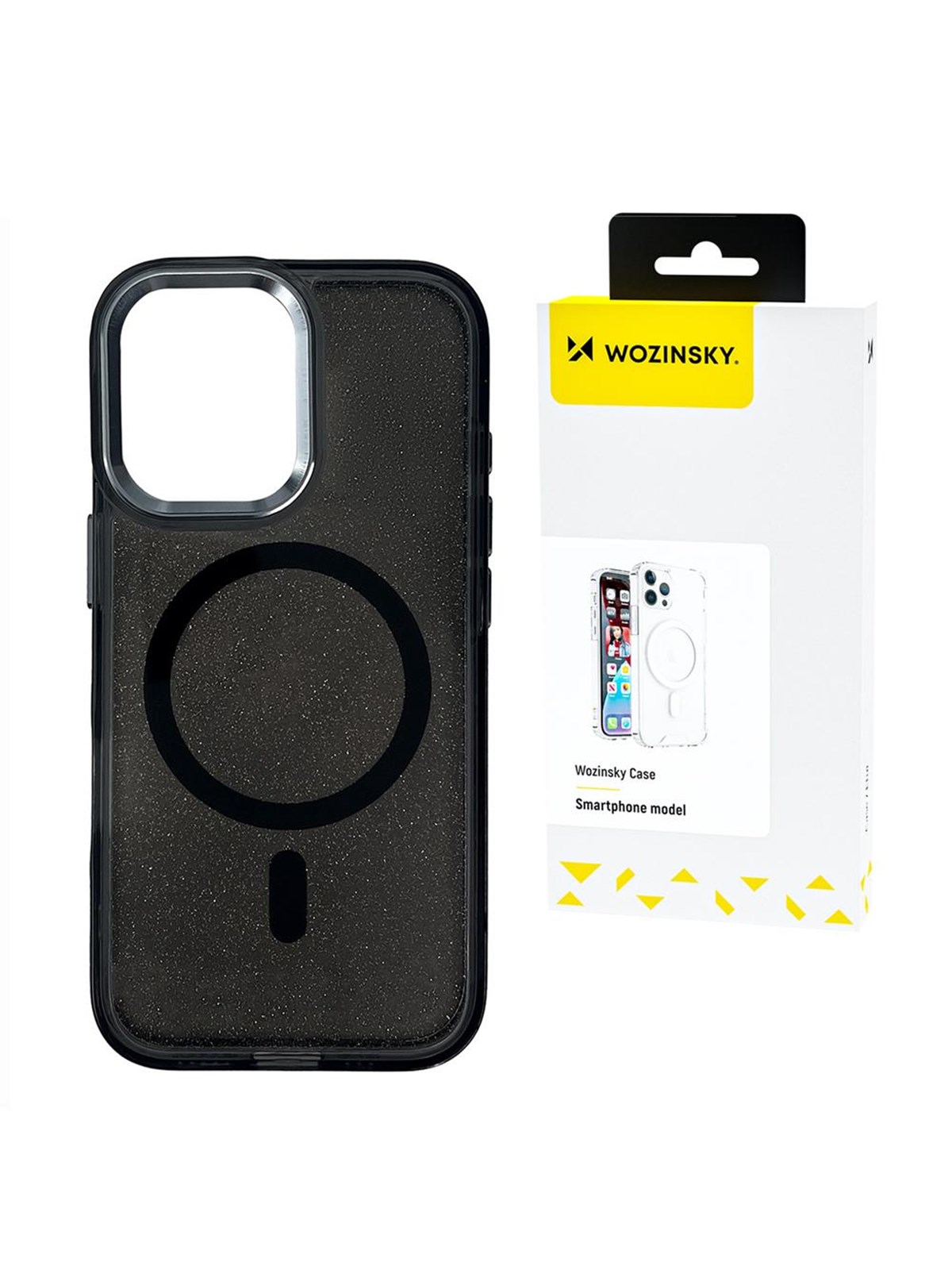 Wozinsky Glitter Case with Mag Safe for Samsung Galaxy S25+ - Black with Glitter