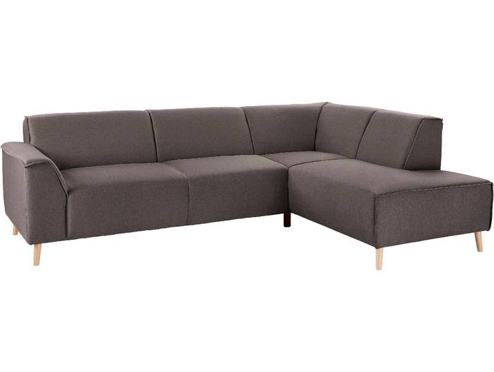 Ecksofa HOME AFFAIRE Janek Scandic Design, elegant und zeitlos, L-Form , grau (stone), B:263cm H:81cm T:191cm, Struktur fein ( 100% Polyester);Struktur weich (92% Polyester, 8% Nylon);Struktur fein ( 100% Polyester), Sofas, Ecksofa, mit Federkern und Keder in scandinavischem Design