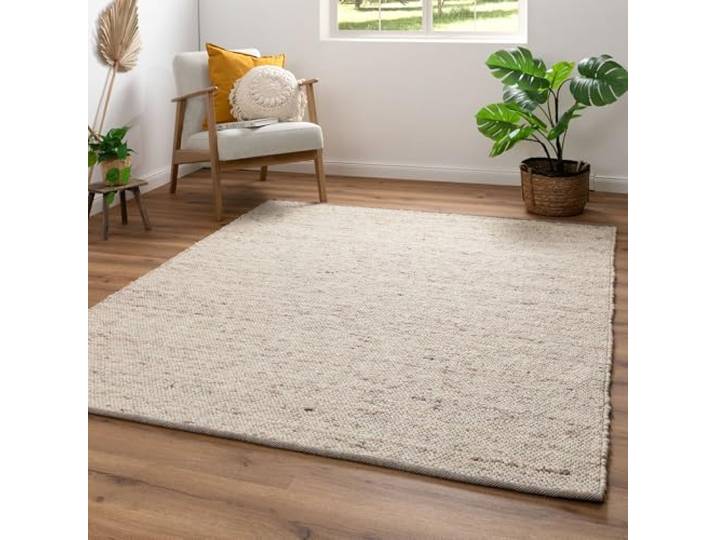 Steffensmeier Handwebteppich Benin aus 100% Schurwolle in Beige, mit Fusselstopp, Größe: 170x230 cm