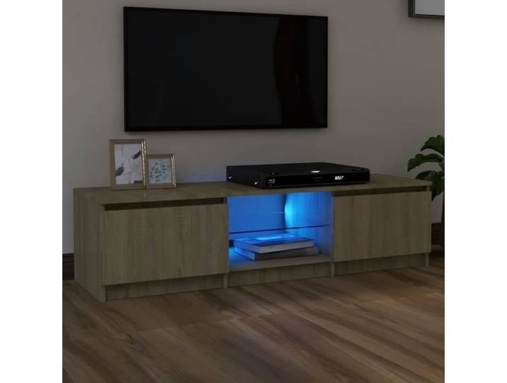 BEST-HOME LED Meuble TV-MEUBLE HIFI avec lumières LED Chêne sonoma 140x40x35 5 cm -{4555}