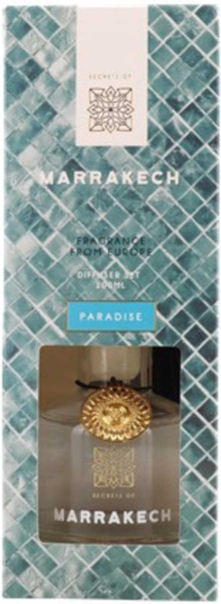 Luxe Geurstokjes NASSER Paradise Reed Diffuser - Groen Blauw - 100 ml - Ø 6 x 44 cm