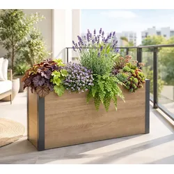 Westmann Metall Pflanzkübel Talus L | Pflanzkübel rechteckig | Holzoptik | 100x25x52cm - Natur