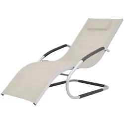 Helloshop26 - Ergonomische Sonnenliege Gartenliege Gartenmöbel mit Kissen Aluminium und Textilene Creme 02_0012552