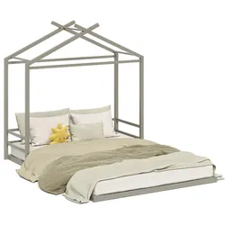 VitaliSpa, Kinderbett, Bodenbett Roofy, Greige, 140x200 mit Matratze (140 x 200 cm)