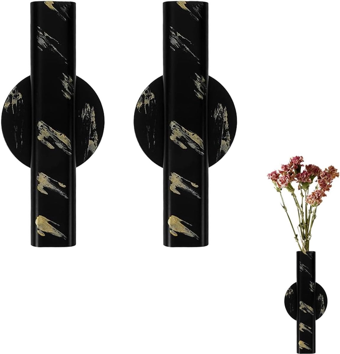 SnelShoppen Set van 2 Wandvazen van Duurzaam Metaal voor Droogbloemen en Decoratie