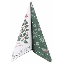 Airlaid Serviette Weihnachten Ilex in Grün, 40 x 40 cm, 50 Stück - APARTina