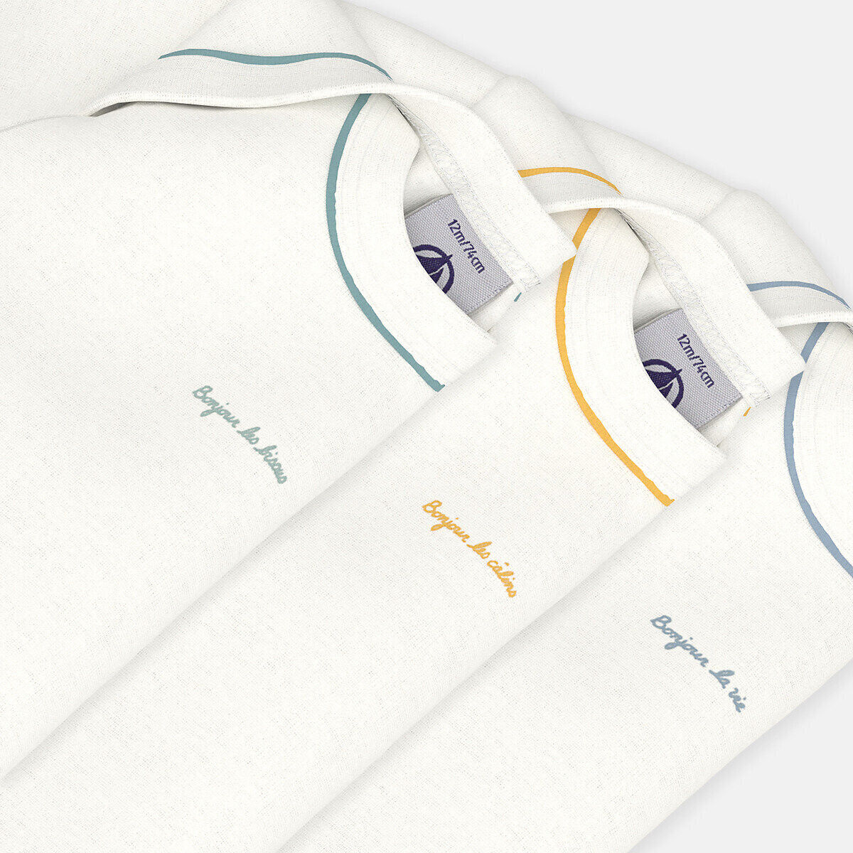 PETIT BATEAU Lot de 3 bodies manches longues