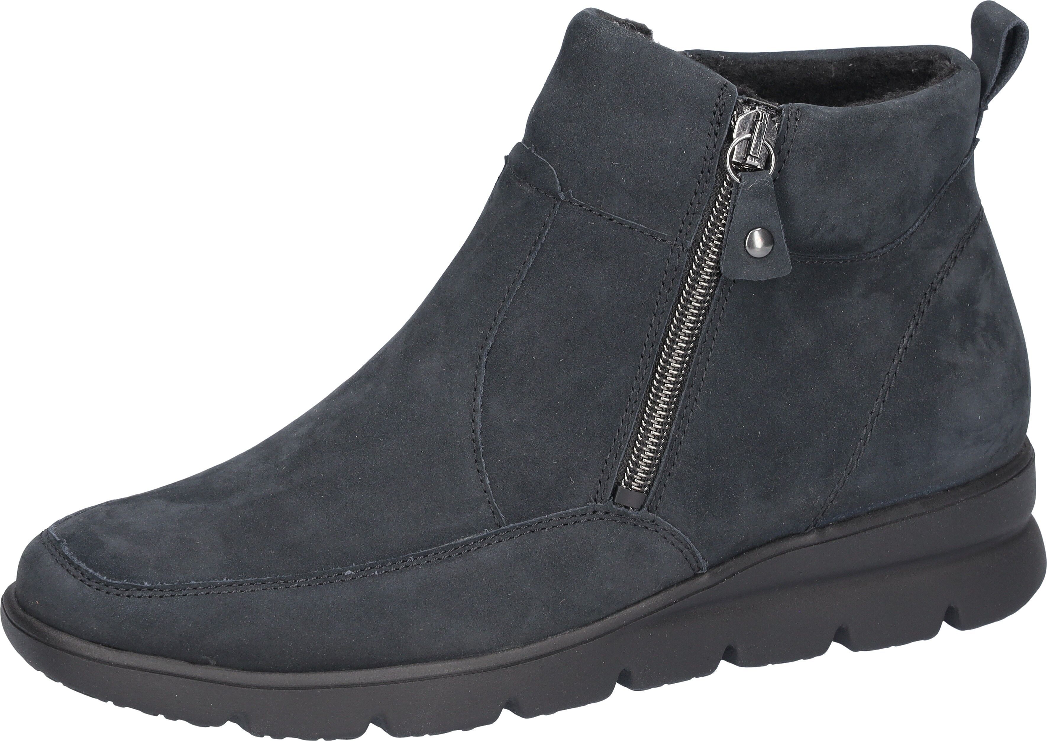 Schlupfboots WALDLÄUFER "H-BRUNI", Damen, Gr. 5 (38), Warmfutter, blau (nachtblau), Nubukleder, unifarben, Schuhe Schlupfboots, Winterboots, Stiefelette, Bequemschuh in Komfortweite G (= weit) nachtblau 5 (38), Warmfutter