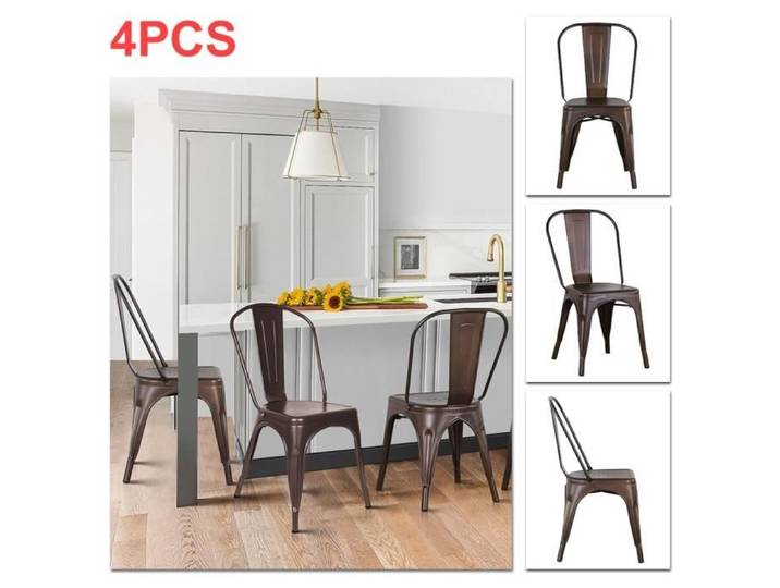 Chaise en fer XUANYU - 85*45*46cm - Lot de 4 - Style industriel - Intérieur/Extérieur