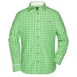 Herren Trachtenhemd JN638, grün/weiß, Größe XL - grün/weiß - XL