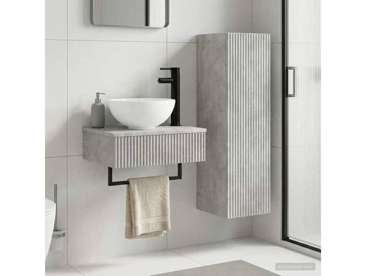 ELORAN®Ensemble de mobilier de salle de bain - 2 pcs - Gris béton - Meuble sous vasque Moderne_00460587