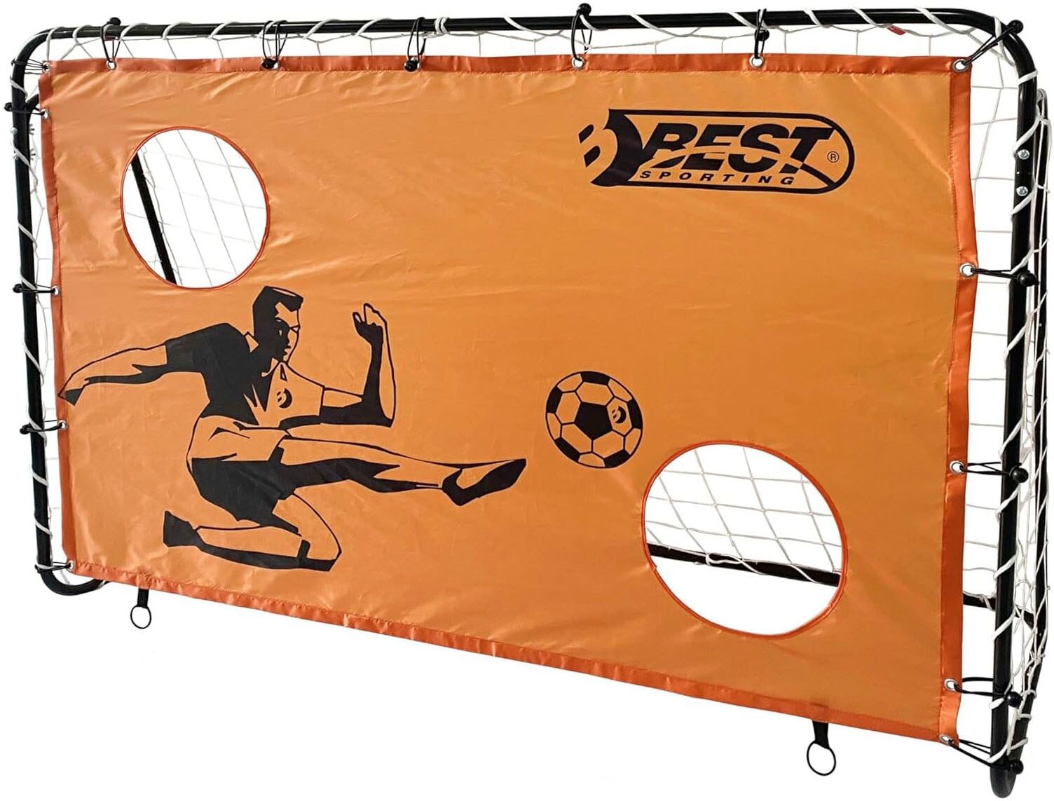 Fußballtor BEST SPORTING "Fußballtor mit Torwand 2 Schusslöcher", bunt (schwarz, orange), Sport-Tore, Kinder, B/H/L: 180cm x 120cm x 60cm, 1 Stk., Fußballtor, B:180cm H:120cm L:60cm