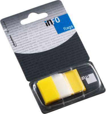 Haftnotizen INFO FLAGS, Z-Faltung, beschreibbar, selbstklebend, ablösbar, lösungsmittelfrei, 50 Blatt mit Spender, B 43 x H 25 mm, gelb-transparent