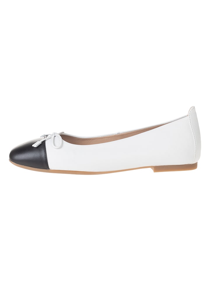 Unisa Leder-Ballerinas in Weiß/ Schwarz - 37