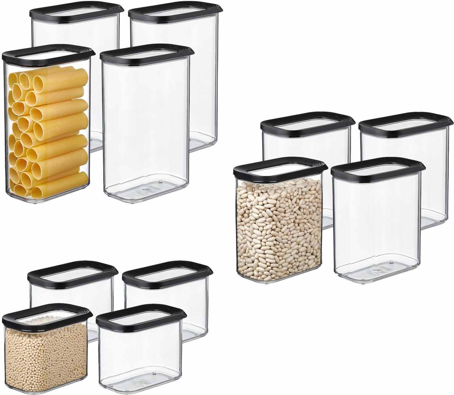Vorratsdose MEPAL "Vorratsdosen Modula 12er Set", schwarz, B:2cm H:2cm L:2cm, Kunststoff, Lebensmittelaufbewahrungsbehälter, Vorratsdose