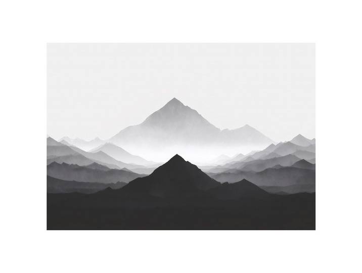 FOTOTAPETE Gebirge Aquarell Grau 200x140 cm