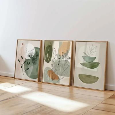 Uplifted Finds Minimalist Earthy Botanical Canvas Trio   3 Piece Bohemian Flower Wall Art For Modern Living Room & Home Decor 20 X 30 Cm Unframed