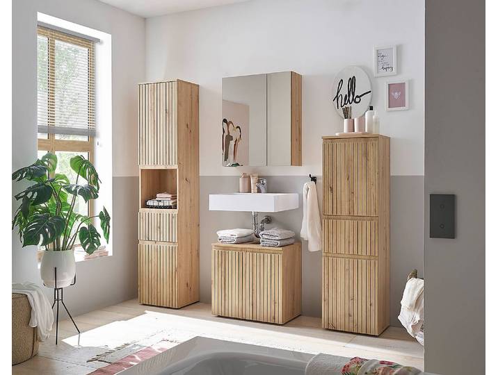 Meuble sous-vasque - Portes 60cm Marron/Imitation chêne Artisan