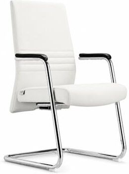 LeisureMod Aleen Modern Sled Base Office Guest Chair with Chrome Frame, Ribbed Backrest, Fixed Armrests