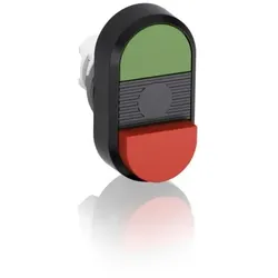 ABB MPD12-11B Doppeldrucktaster, Tasten - oben grün: ohne Text - unten hoch rot: ohne Text - Mitte : schwarz, nicht beleuchtbar 1SFA611141R1106