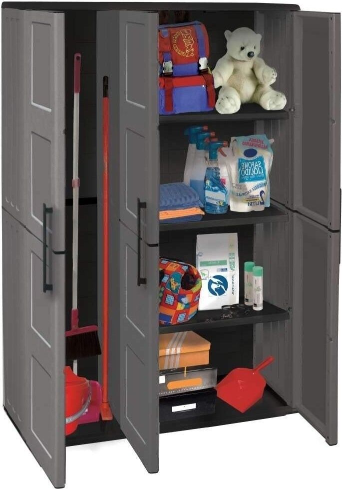 artplast F101 Armadio Da Esterno Portascope In Plastica Antipioggia 3 Ante 3 Ripiani Dimensioni 102x37x163 Cm Colore Grigio