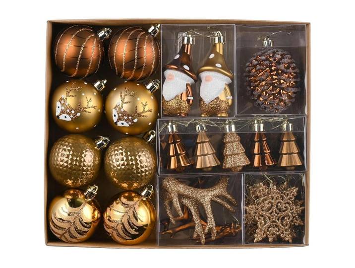 Weihnachtskugeln Set 40-teilig Bronze Waldland, Mehrfarbig, Kunststoff, 9x9x9 cm, Dekoration, Weihnachtsdekoration, Christbaumschmuck, Christbaumkugeln
