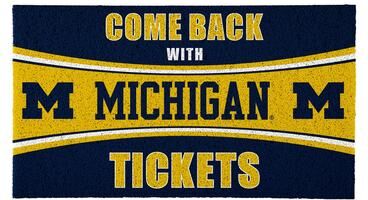Evergreen "University of Michigan 28 in. x 16 in. PVC ""Come Back With Tickets"" Trapper Door Mat"