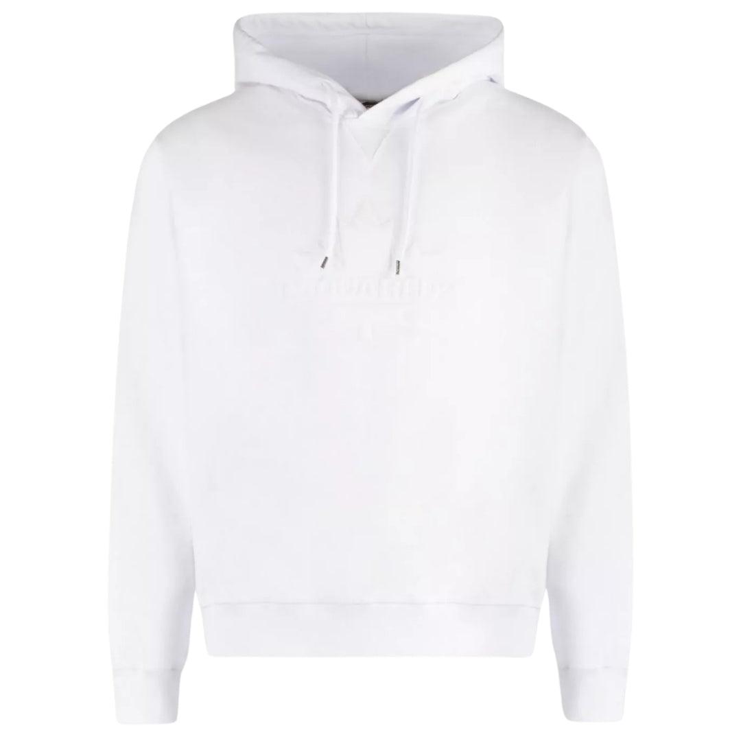 Dsquared2 Monotone Maple Leaf Logo White Hoodie