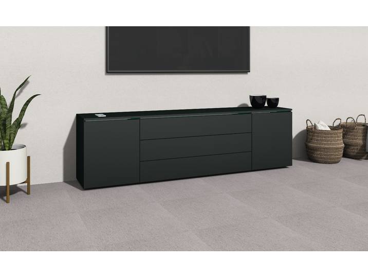 Lowboard BORCHARDT MÖBEL San Diego , schwarz (schwarz matt), Sideboards, Lowboard, Breite 200 cm