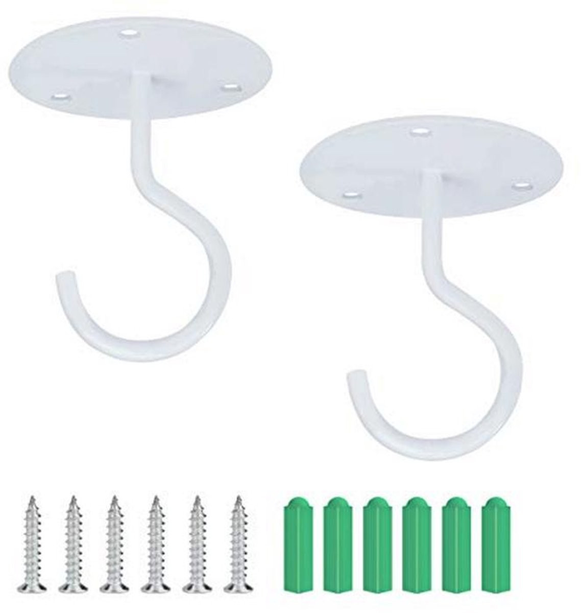 Plafondhaken voor verlichting en decoratie - 2 stuks robuuste metalen schroefhaken voor planten en bloempotten