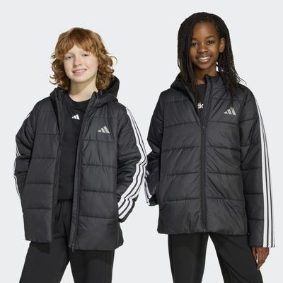 Winterjacke ADIDAS SPORTSWEAR "ESSENTIALS 3-STREIFEN GEFÜTTERTE", Kinder, Gr. 164, schwarz, weiß, Obermaterial: 100% Polyester, normal, Jacken Winterjacke