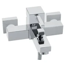 KAJA-Aquadrat Einhebel-Wannenf.-u.Brausebatterie, chrom  58410-C