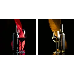 EUROART Glasbild 20 x 40 cm Wine I 2tlg. Glas Bunt