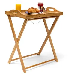 Relaxdays Tabletttisch Bambus 63,5 cm natur Hellbraun