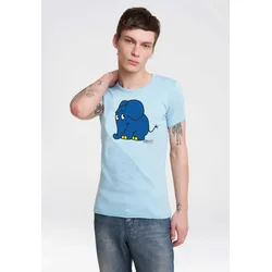 T-Shirt LOGOSHIRT "Sendung mit der Maus - Elefant", Jungen, Gr. M, blau (hellblau), 100% Baumwolle, unifarben, normal, Rundhals, Shirts T-Shirt, mit coolem Print
