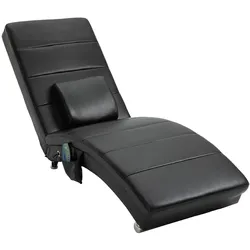 MODFU Relaxliege Kunstleder Schwarz 163x58x87 cm mit 8 Massagepunkten und Kabel Fernbedienung, bequem gepolstert, platzsparend ohne Armlehnen
